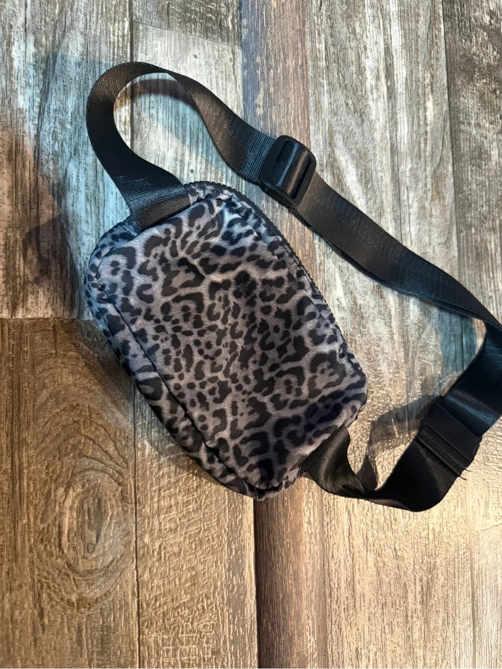 Apana Gray Leopard Print Crossbody Belt Bag